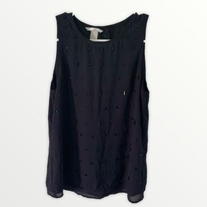 H&M Swing Tank Top Blouse Navy Blue Black Studded